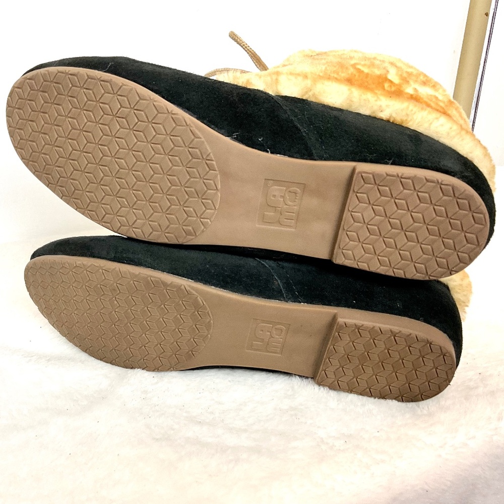 Lamo Black Suede Comfort Lace-up Moccasin Faux Fur Ankle Booties sz 8 to 8.5M - Picture 5 of 12